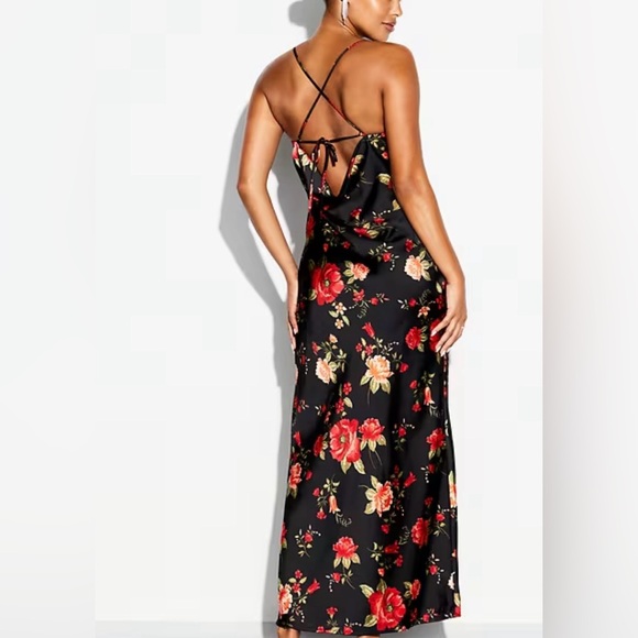 NWOT Women’s Old Navy Satin V-Neck Maxi Dress Romantic Goth Whimsical Floral M. - Picture 3 of 9